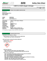 Thumbnail of document Data Sheet - Oxygen (O2) Calibration Gas